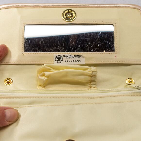 Large Bifold Faux Leather Woven Y2K Vintage MILOR Ivory Wallet with Mirror - Picture 8 of 11